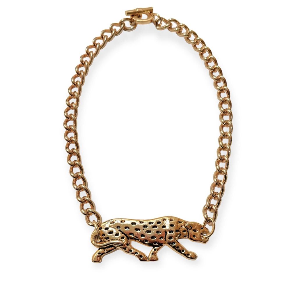 Vintage Gold Jaguar / Leopard Pendant Necklace
